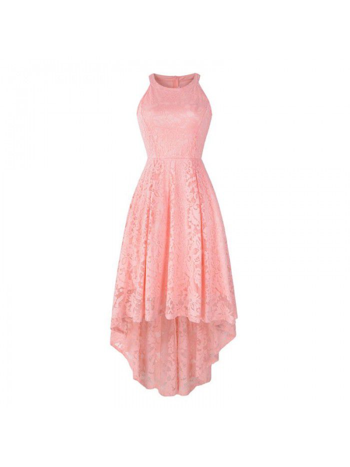 New popular women's summer neckline sleeveless cocktail swing lace dress 