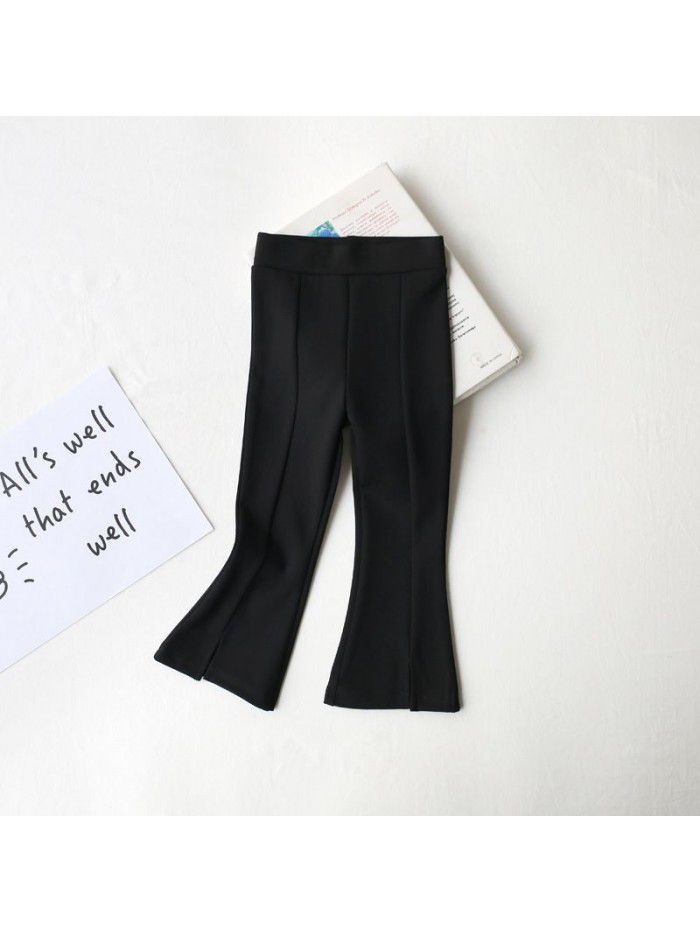 Westernized girls' bell bottoms for spring wear, new baby outerwear slit pants, children's fishtail pants 