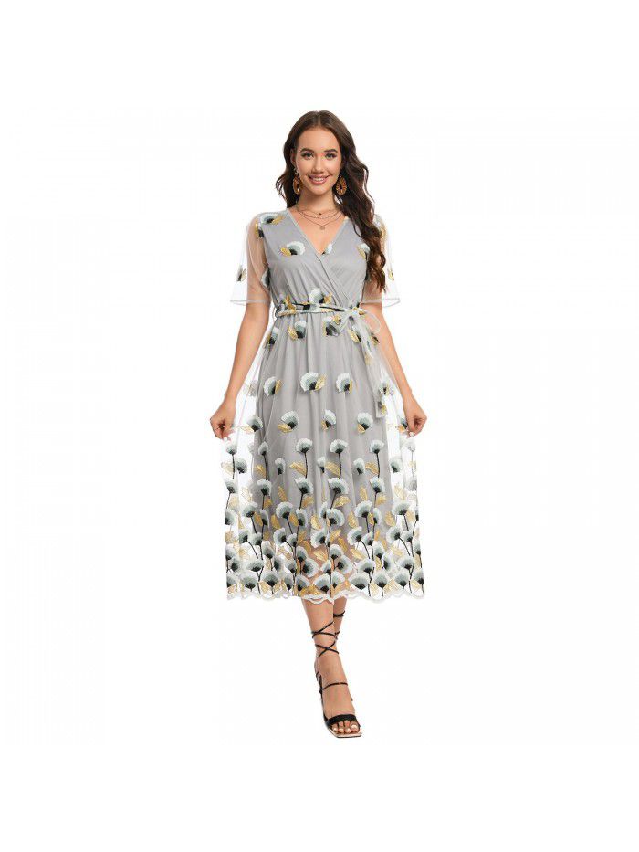 Spring New Large Women's Embroidered Lace Dress Summer Two Piece Set for Women 