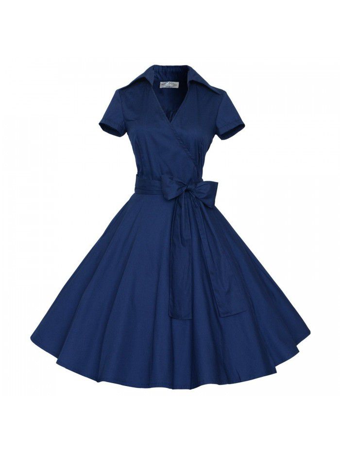 Retro large swing skirt, medium length skirt, women's Hepburn style French polka dot dress 