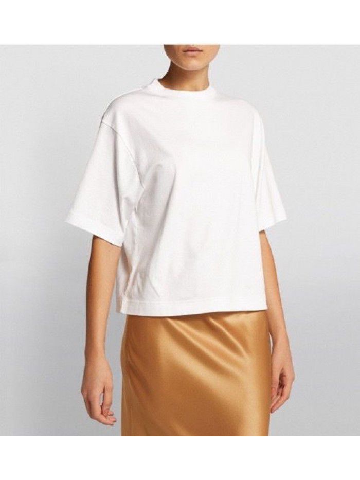 Cotton Crew Neck Loose Short Sleeve Personality T-shirt Loose Cuffs Cover the Body Slim Loose Fit 