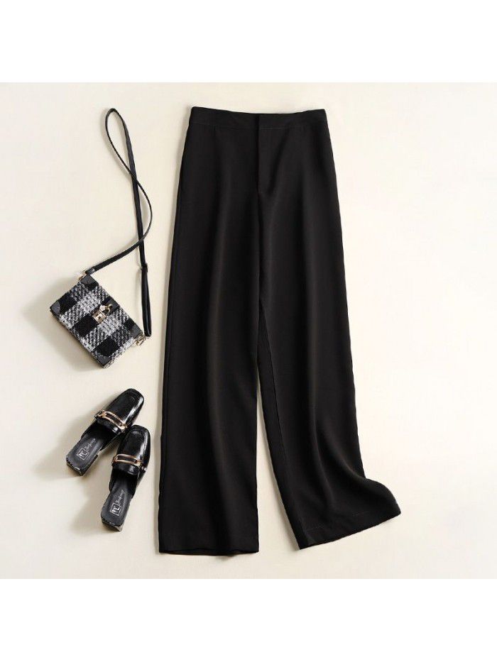 Spring and Summer New Suit Material Wide Leg Pants Women's High Waist Casual Drop Feel Pants Fashion Drop Feel Suit Pants 