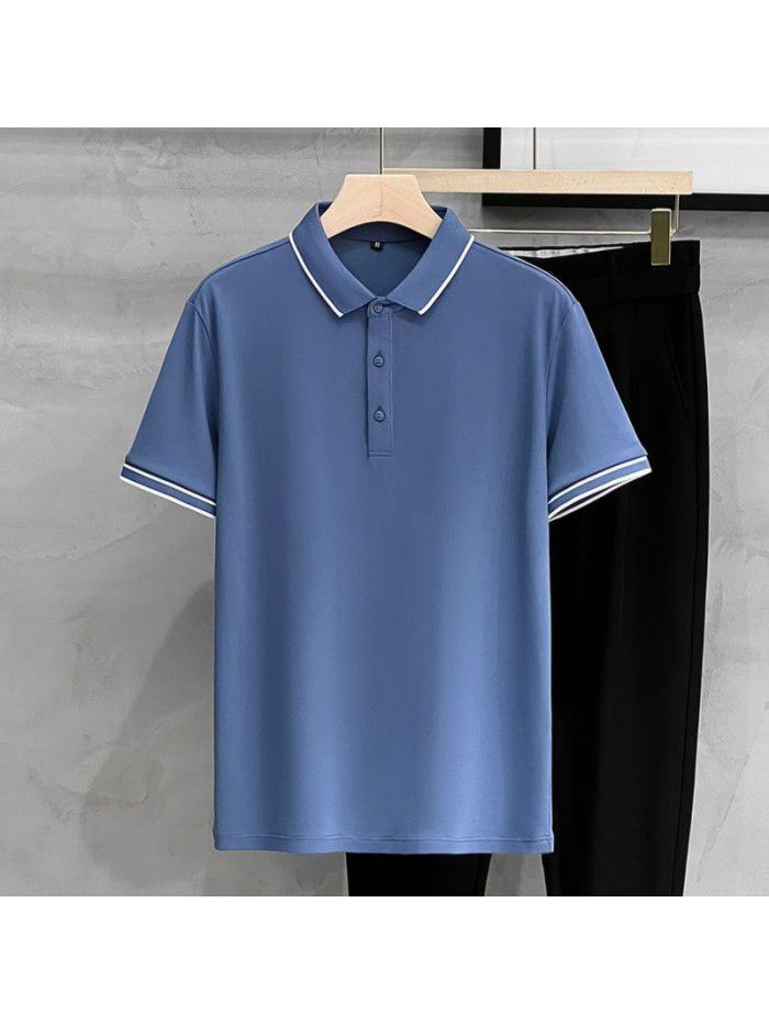 Striped Polo Custom Polo Beaded Cotton Short Sleeve Summer Men's Casual Versatile Slim Fit Paul Top 