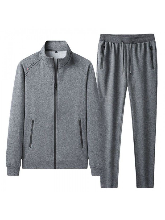 New Men's Casual Sports Set Cotton Cardigan Sweater Pants Two Piece Fashion Fashion Comfortable Men's Wear 