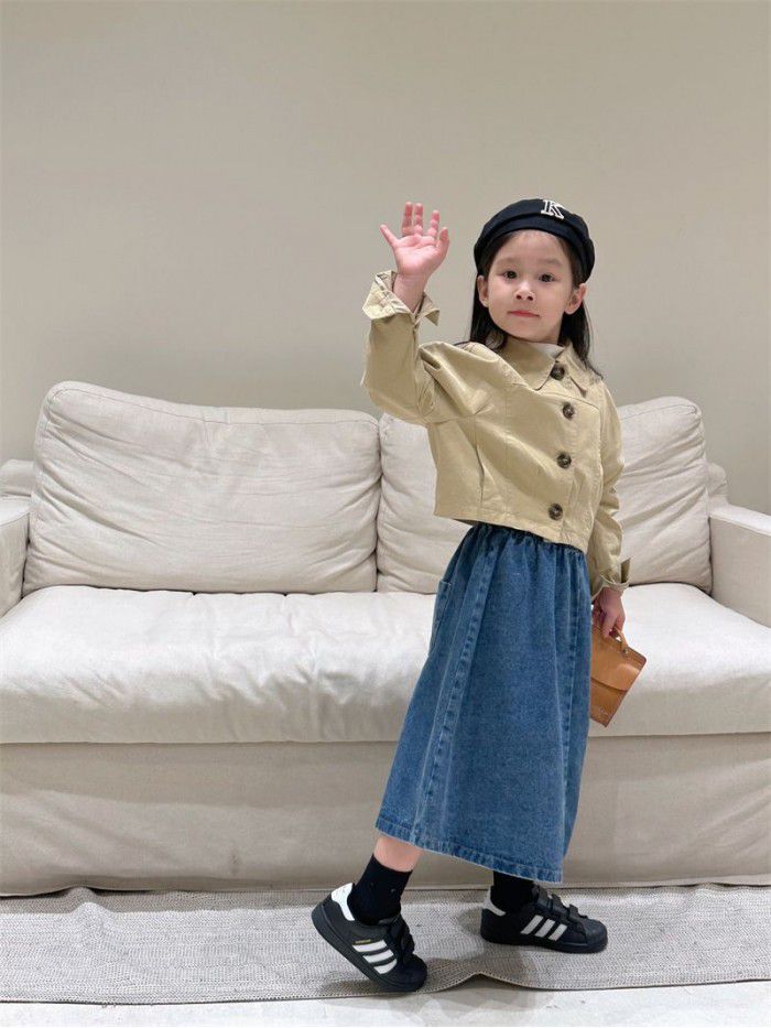 Children's clothing, girls' new spring and autumn dress, children's half length skirt, baby's fashionable denim skirt 