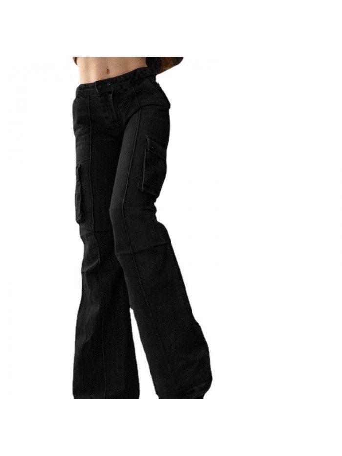 Spicy Girl Style Multi Pocket Slim Slim Slim High Waist Jeans Girl 