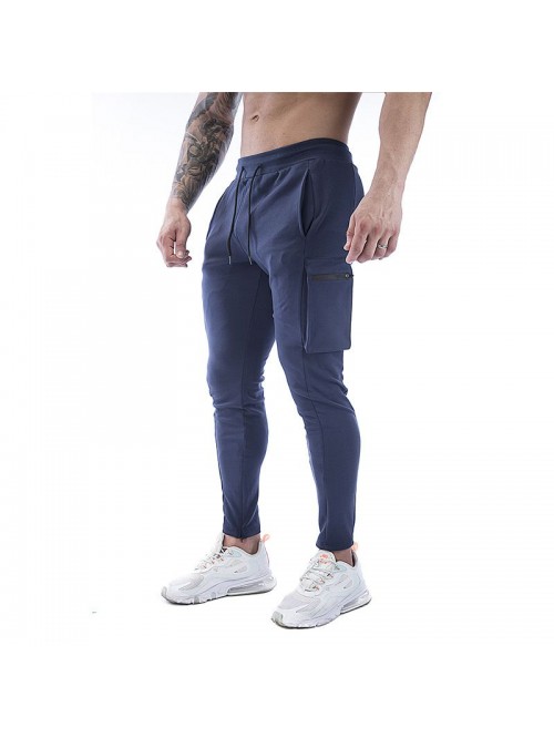 Men's sports pants stretch cotton casual small leg...