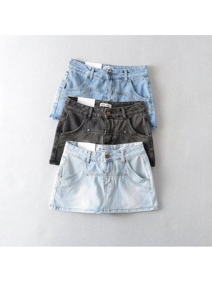 Spicy Girl Retro High Waist Slim and Anti Shining Wrap Hip Short Skirt Women's Summer Leg Show Long Skirt Pants Denim Half Skirt 