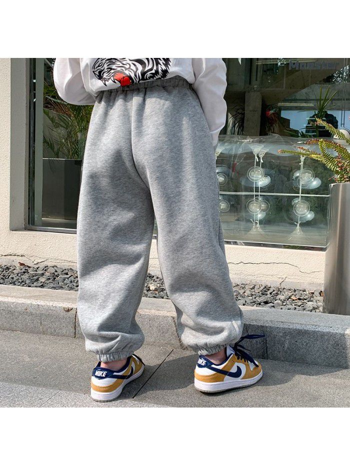 Boys' Baby Pants Spring Loose Fashionable New Children's Small and Middle School Children's Bundle Foot Guard Pants Sweatpants Pure Cotton 