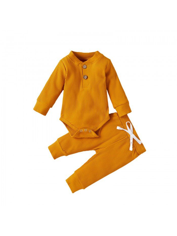 Children's autumn and winter children's clothing, boys and girls' long sleeved jumpsuit, pants bottoming suit 