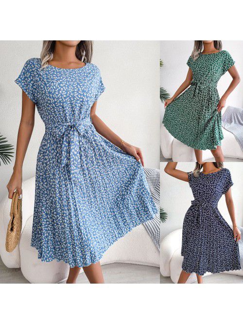 Spring and summer new casual short-sleeved floral ...