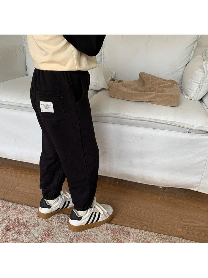 Children's Sports Pants Men's and Women's Cotton Casual Pants Spring New Children's Dress Feet Guard Pants Children's Dress Knitted Pants 