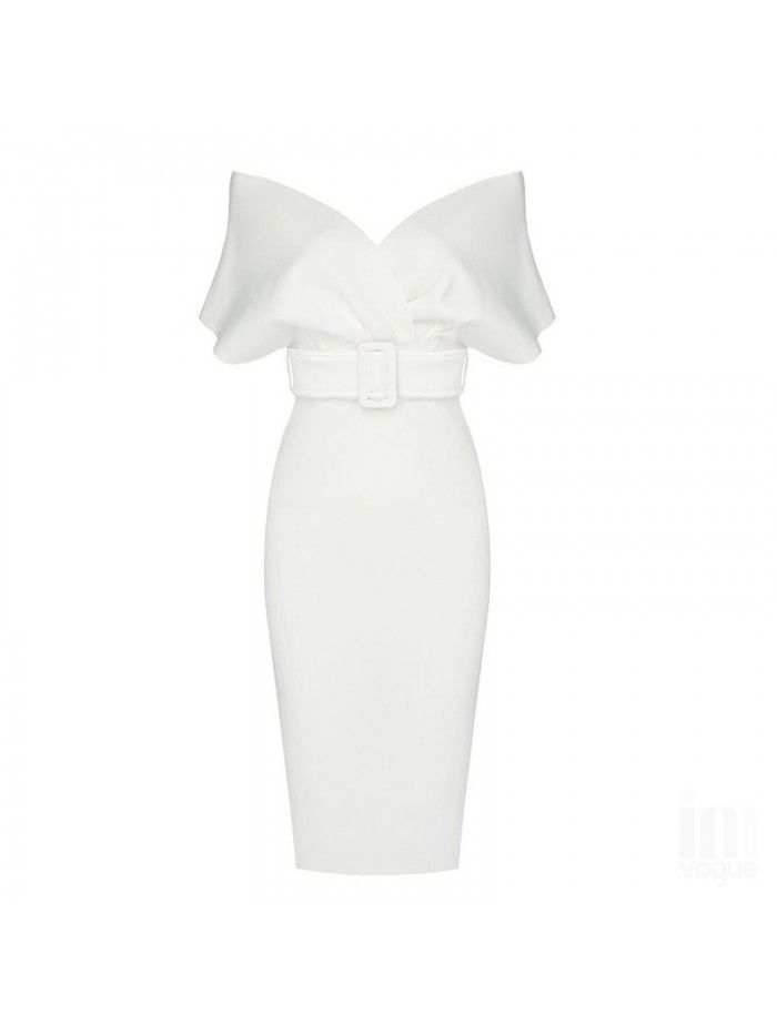 Women Wrapped Chest High Waist Solid Color Bandage Dress 