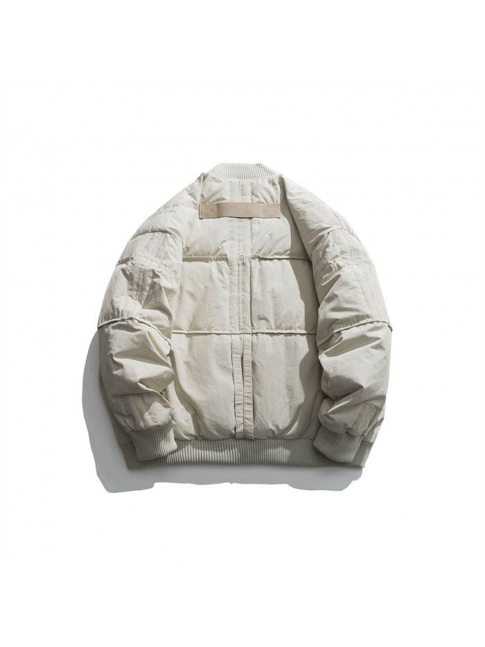 White duck down flight jacket, men's minimalist down jacket, winter high street ch short jacket