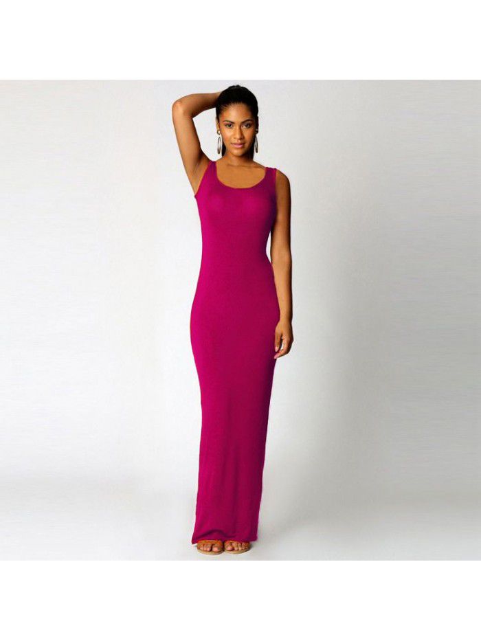 Summer New Casual Women's Subsexy Tank Top Long Dress Sleeveless Slim Fit Dress 