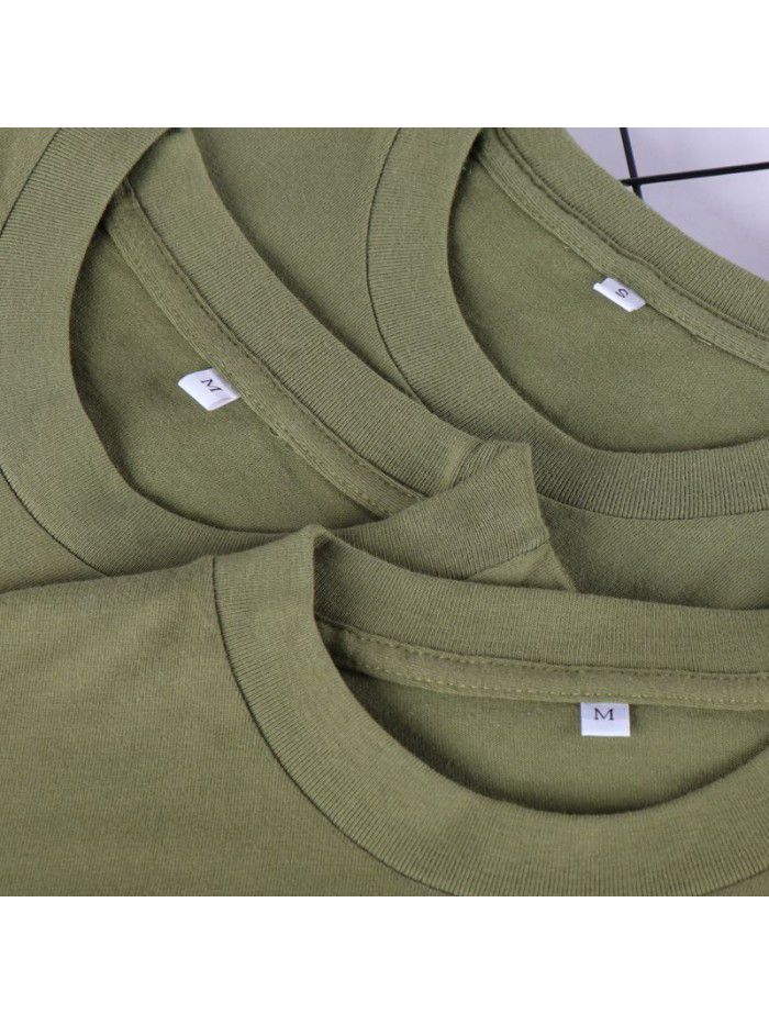 Cotton short sleeved T-shirt for men and women, solid white men's blank shirt trendy brand 