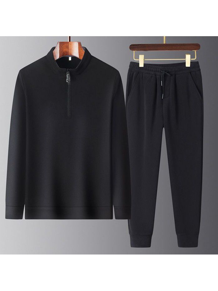 Autumn Sports Set Men's Autumn New Loose Solid Color Running Casual Sportswear 