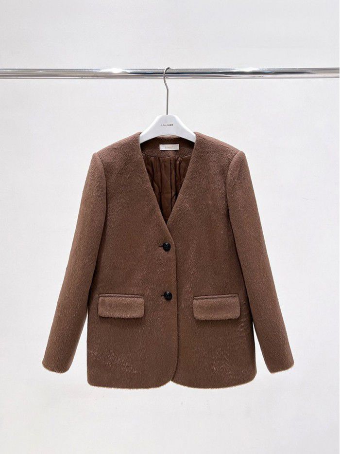 Coat women's winter intellectual temperament gray short coat wool suit