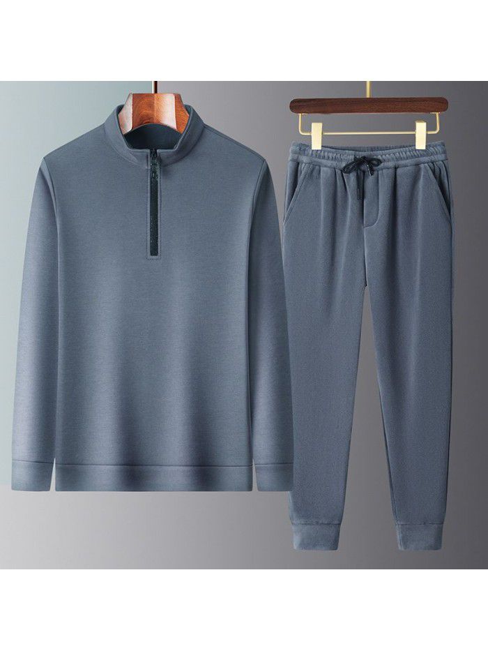 Autumn Sports Set Men's Autumn New Loose Solid Color Running Casual Sportswear 