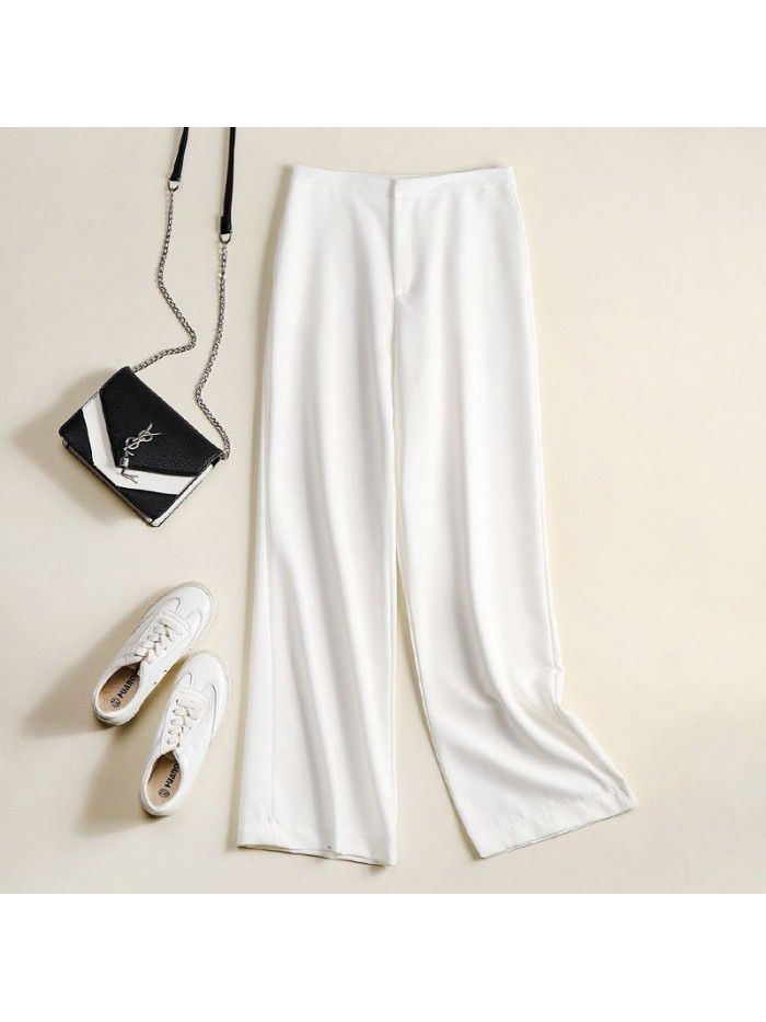 Spring and Summer New Suit Material Wide Leg Pants Women's High Waist Casual Drop Feel Pants Fashion Drop Feel Suit Pants 