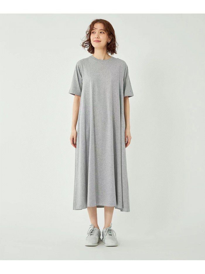 Spring/Summer New Japanese Simple Solid Color Casual Long Swing Short Sleeve Dress 
