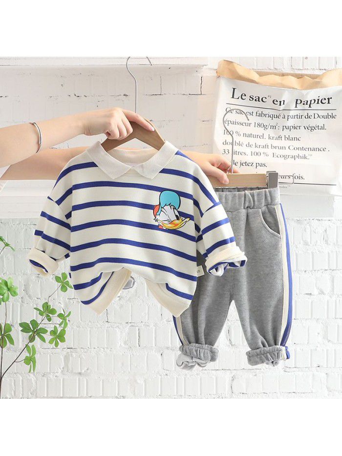 Baby Autumn Fashion Fashionable Children's Clothing Boys 2 Children Autumn Children's Clothing Babies 1 Year Old Boys' Sweater Set Spring and Autumn 