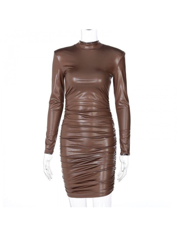 Women's Winter New Fashion Sexy Slim Fit Slim Ruffled Long Sleeve Dress 