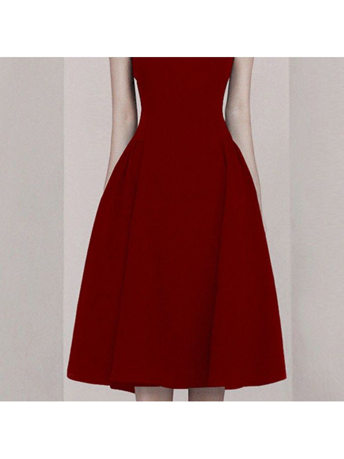 Minimalist suspender dress, French daily outfit, waist up and slimming dress 