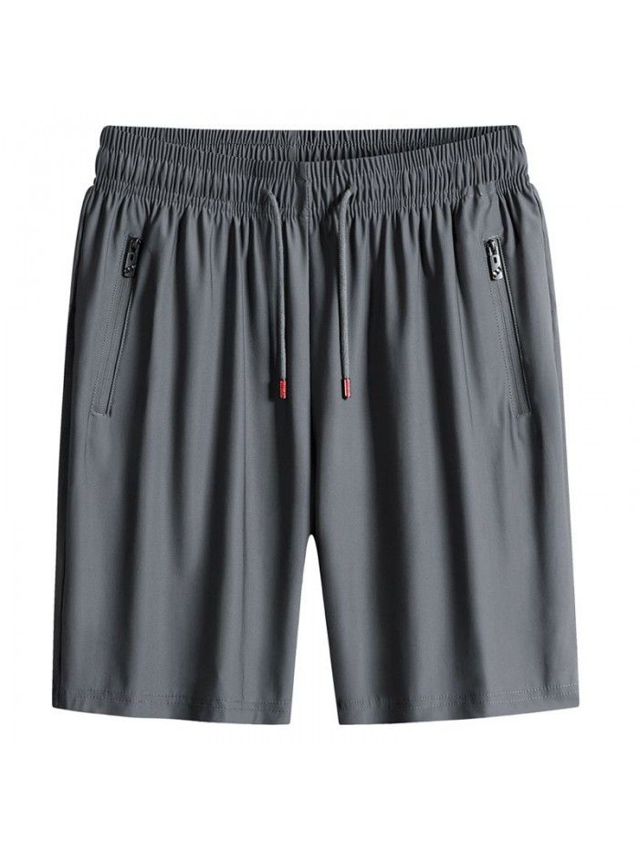 Ice Silk Pants Men's Casual Pants Men's Thin Summer New Quick Drying Sports Plus Size 5/4 Shorts 