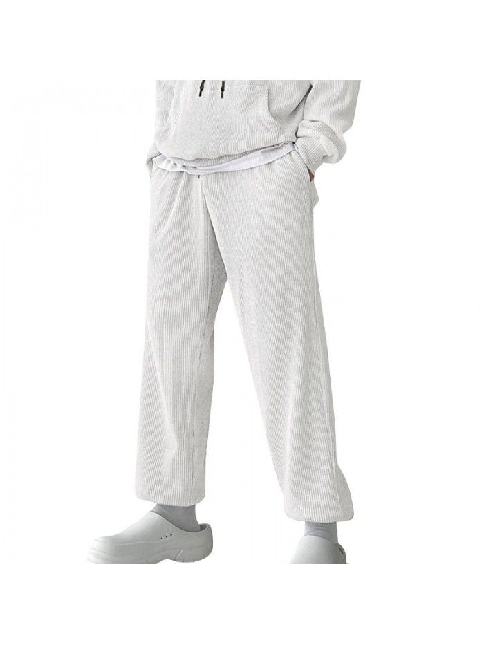 Men's autumn and winter sports set, men's European and American trendy brand plush hooded sweater, fashionable and versatile casual pants 