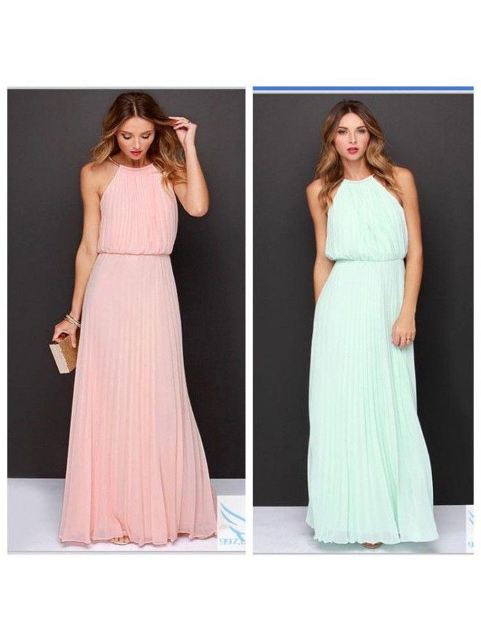 Popular sleeveless bridle pleated fashion sexy dress dress 