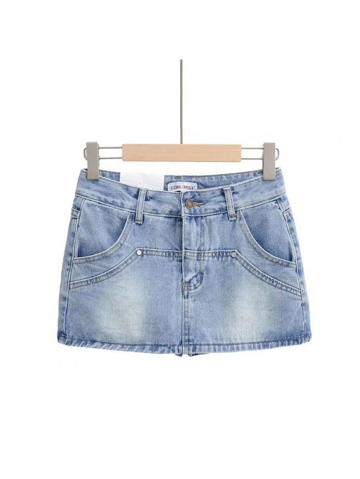Spicy Girl Retro High Waist Slim and Anti Shining Wrap Hip Short Skirt Women's Summer Leg Show Long Skirt Pants Denim Half Skirt 