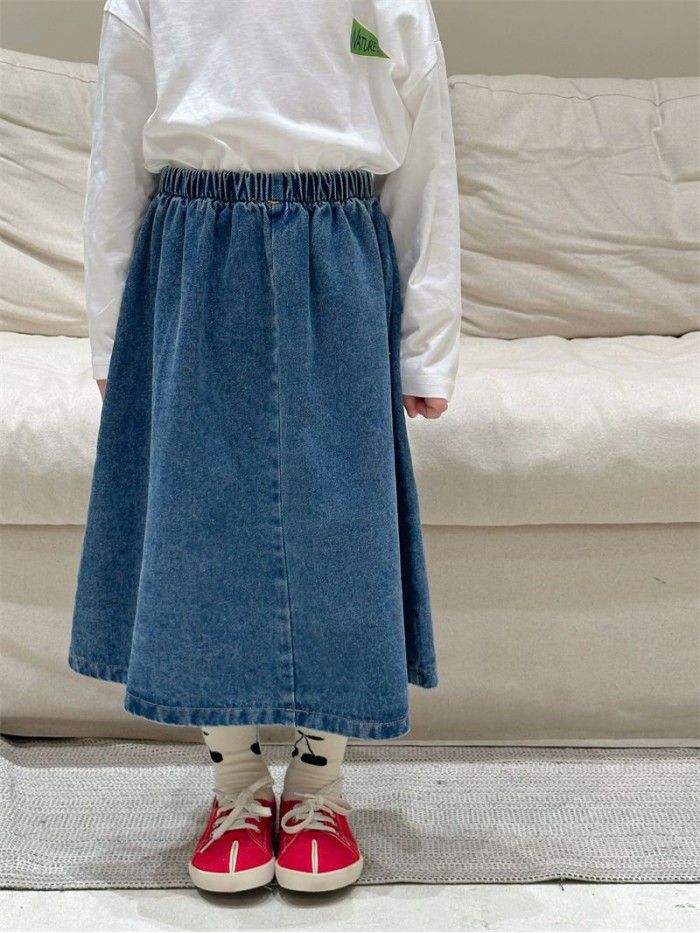 Children's clothing, girls' new spring and autumn dress, children's half length skirt, baby's fashionable denim skirt 