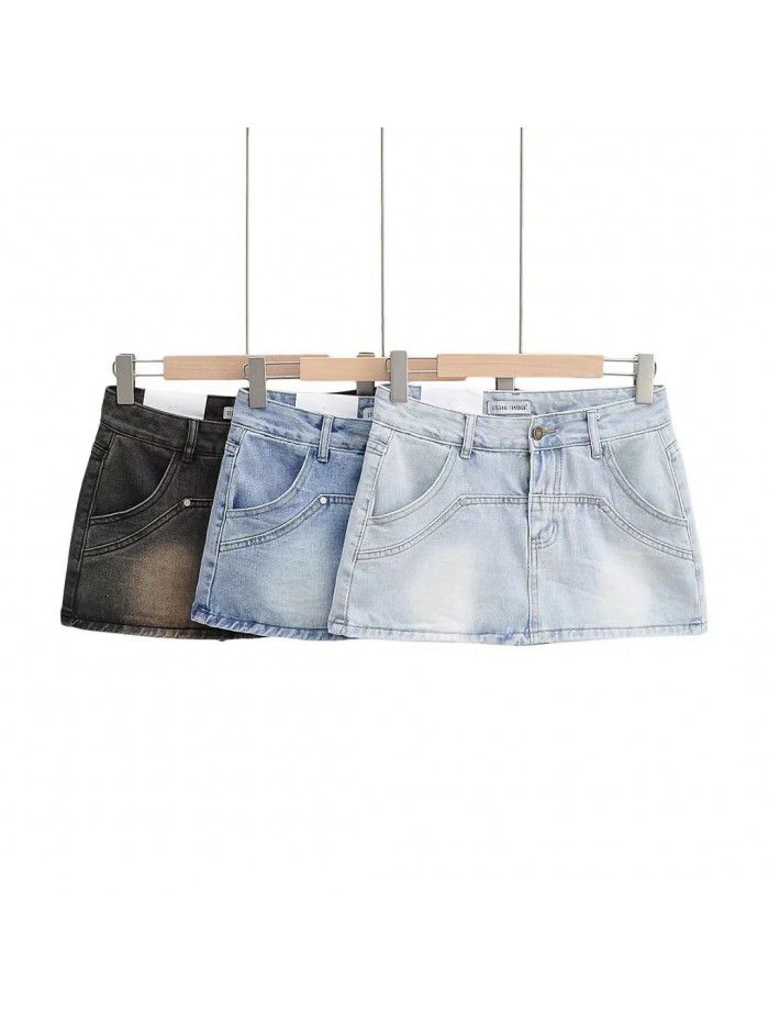 Spicy Girl Retro High Waist Slim and Anti Shining Wrap Hip Short Skirt Women's Summer Leg Show Long Skirt Pants Denim Half Skirt 