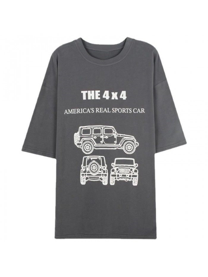 American Retro T-shirt Women's Loose and Slim Carbon Top Fried Street Short Sleeve Bottom Shirt Summer