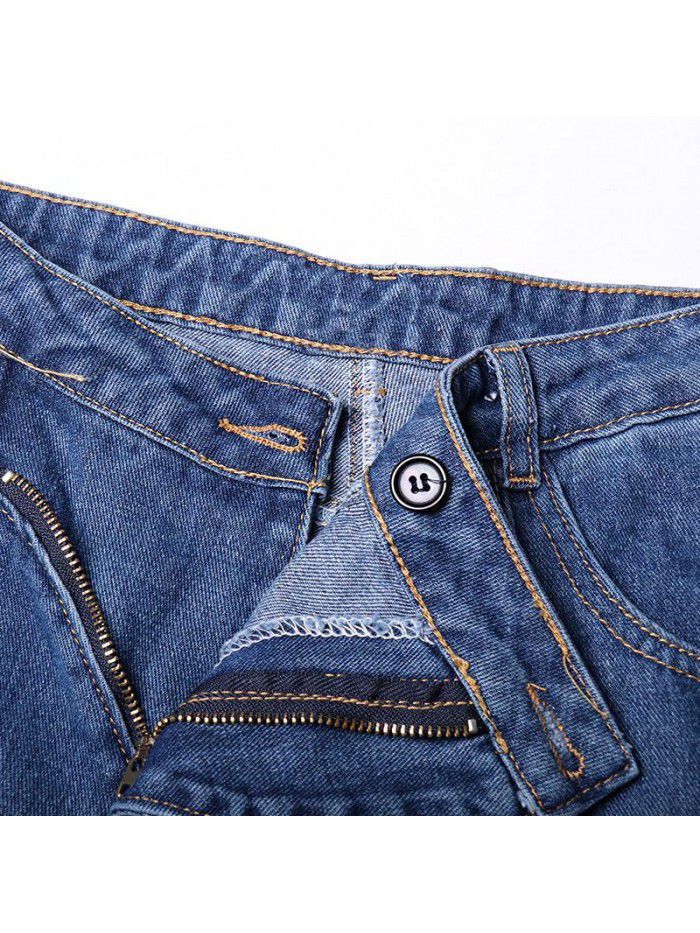 Autumn New Wash Irregular Line Spliced Mid Waist Style Long Casual Pants 
