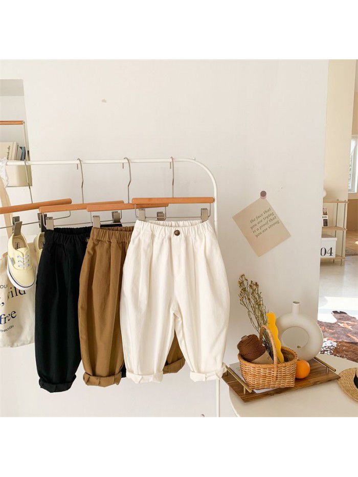 Children's pants Spring style small and medium-sized children's radish pants Trendy and cute, handsome long pants Wide legs 