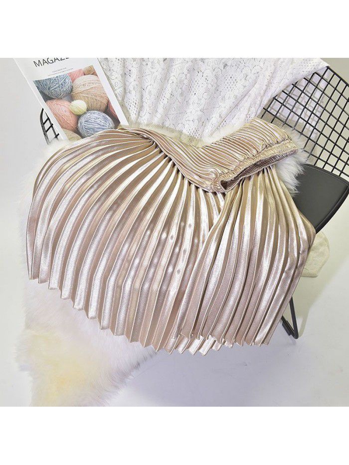 Pleated skirt, half length skirt, autumn and winter new high waisted retro fashion, half length skirt, women's winter 
