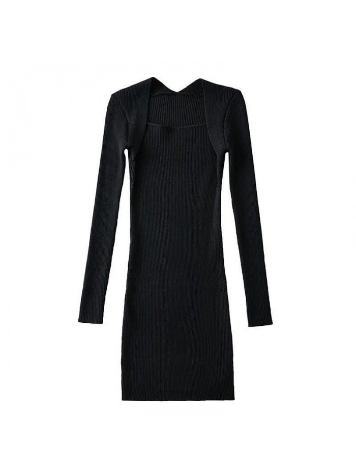 Autumn and Winter Spicy Girls Show Thin Knitted Long Sleeve Dress Women Sexy Wrapped Hip Short Skirt Women 