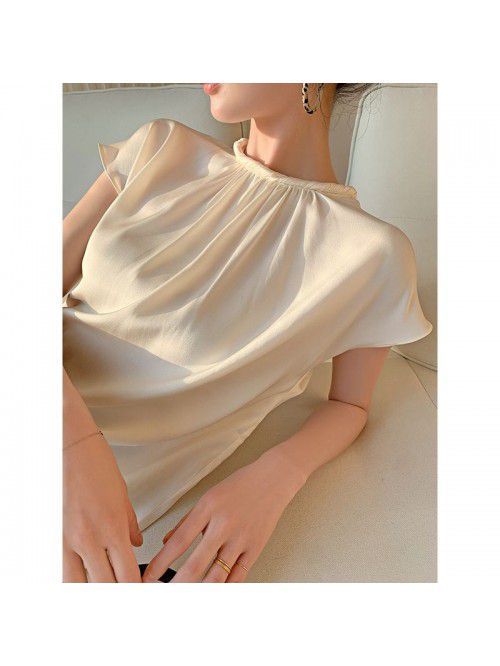 Summer short-sleeved shirt French fashion western-...
