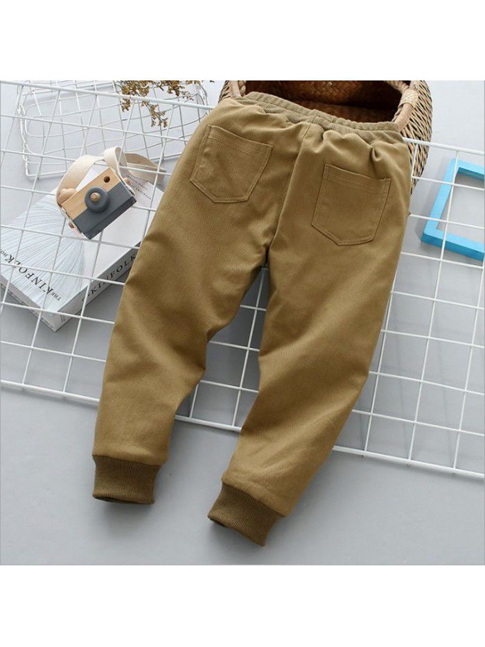 Winter middle and large children's new thickened cotton warm children's trousers, sanded stretch cotton jacket for boys and girls 