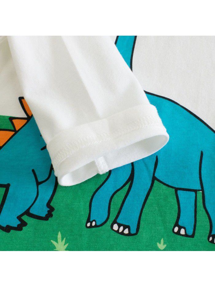Children's clothing autumn new product Korean version children's long sleeved T-shirt dinosaur boy base shirt 