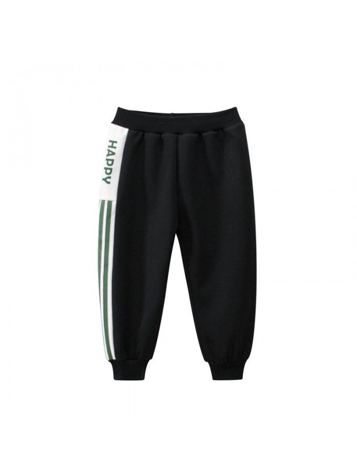 Boys' sportswear pants with plush autumn and winter new children's pants 