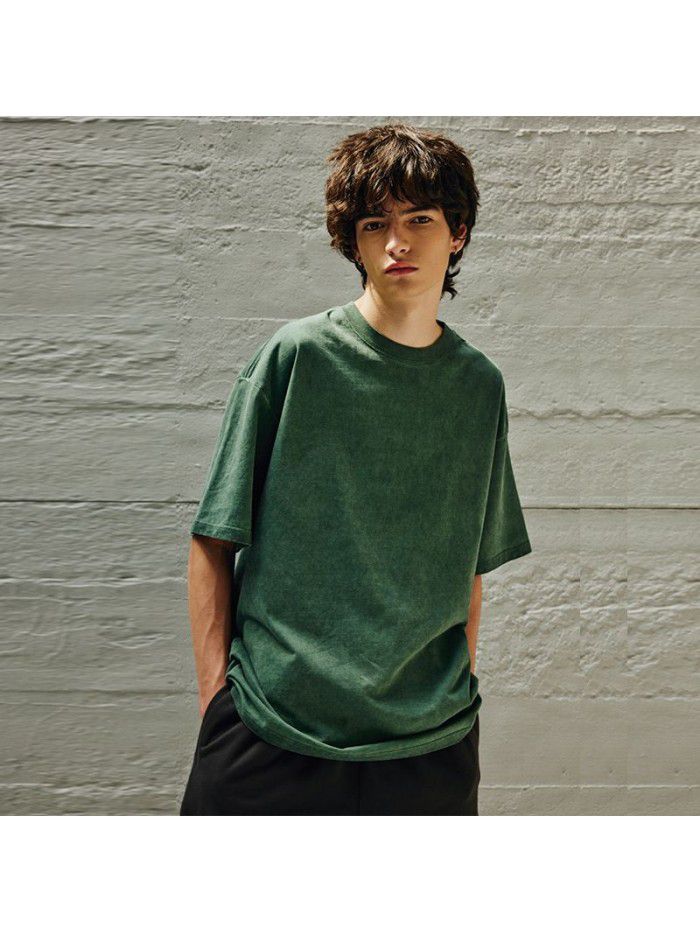 Wash, wash, and make old loose double yarn pure cotton short sleeved T-shirts for spring and summer new styles 