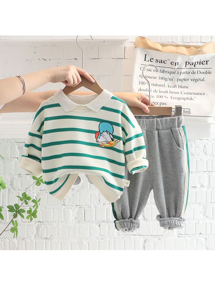Baby Autumn Fashion Fashionable Children's Clothing Boys 2 Children Autumn Children's Clothing Babies 1 Year Old Boys' Sweater Set Spring and Autumn 