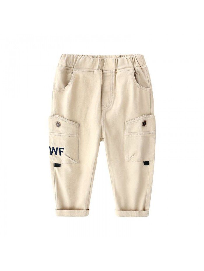 Boys' Pants New Spring and Autumn Seasons New Western-style Workwear Pants Children's Pants Middle School Children's Casual Pants Tide 