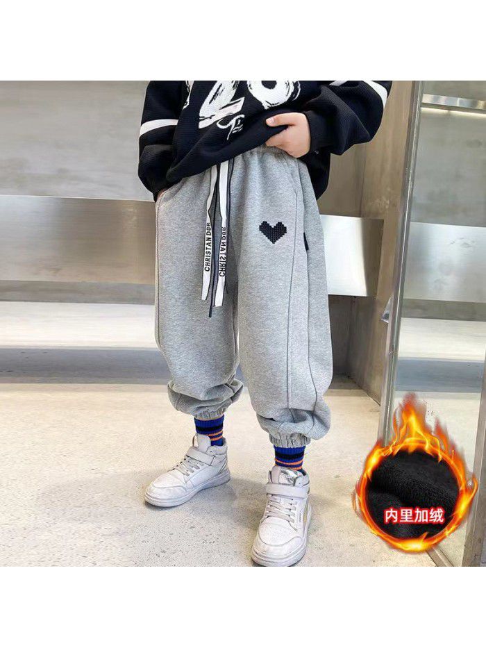 Children's Spring and Autumn New Big Boys' Spring and Autumn Grey Sports Guards Pants Casual Pants Korean Version 