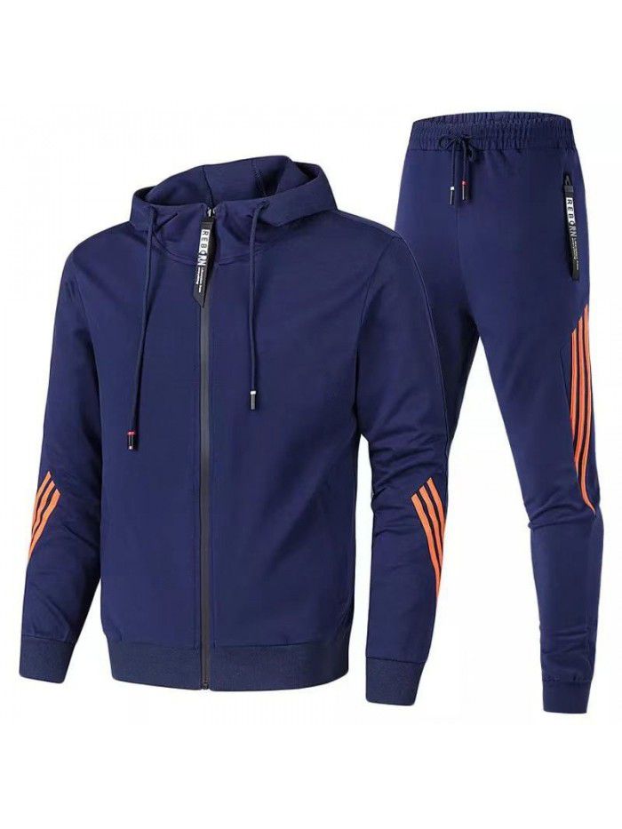 Men's Leisure Sports Set Fashion Zipper Coat Men's Running Sports Set