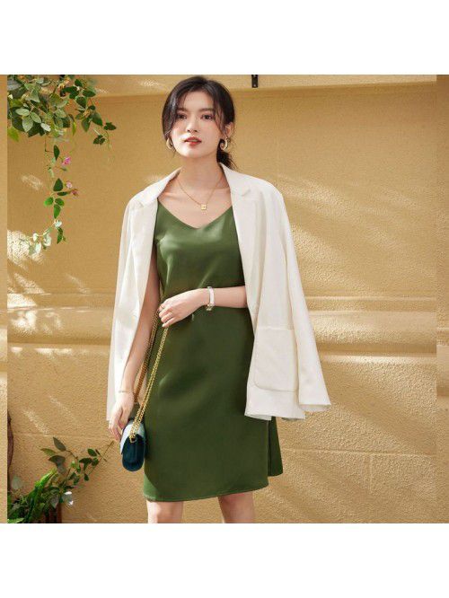 Dress Satin Mid length Dress Summer New Slim Sexy ...