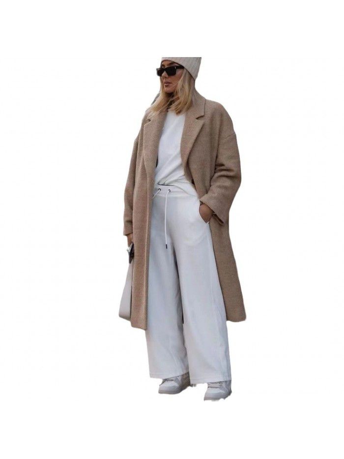 Autumn and winter warm coat long sleeved lapel women's plush top women's coat